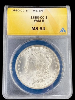 1880-CC Morgan Silver Dollar ANACS MS64 VAM-8 - Image 1 of 4