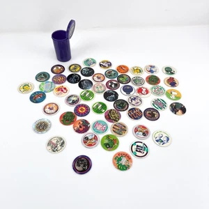 Vintage Lot 50+ POGS Milchkappen Casper Monster gemischt lila Halter 90er - Bild 1 von 12