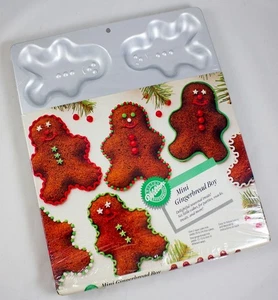 Wilton Gingerbread Boy Mini Cake Pan Muffin Gelatin Mold w/Recipe 1990 NEW - Picture 1 of 2