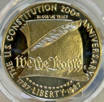 1987 US Constitution Commemorative One Ounce Silver Dollar PF69 - Image 1 of 4