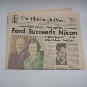 Newspaper Pittsburgh Press August 9 1974 Gerald Ford / Nixon Resignation - Picture 1 of 7