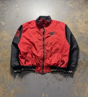 Jaqueta corta-vento vintage anos 80 Honda Racing "Ride Red" desgastada - Tamanho grande - Imagem 1 de 4
