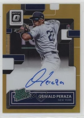 2022 Donruss Optic Rated Prospect Signatures Gold Prizm /10 Oswald Peraza Auto - Image 1 of 2