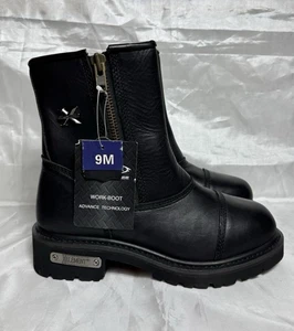 Botas XElement Mujer Cuero Negro Trabajo Moto Doble Cremallera LU2449 Talla 9 NUEVAS - Imagen 1 de 12