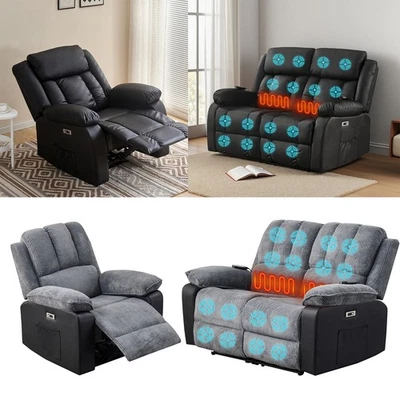 Electric Recliner Armchair Massage Sofa Heated Chair Lounge Living Room Office