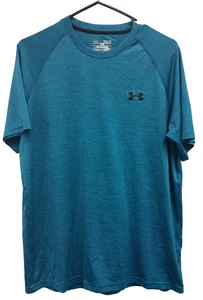 Under Armour Heat Gear Mens T-Shirt Medium Blue Loose Fit Short Sleeve Sports - Picture 1 of 5