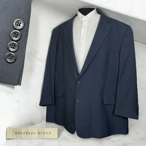 Geoffrey Beene Sport Coat Mens 58R Blue Solid Polyester Two Buttons - Picture 1 of 9