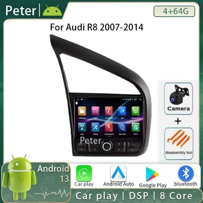 Radio Coche Para Audi R8 2007-2014 Reproductor Multimedia Android 13 Auto Carplay GPS 9" Foto 1 de 2