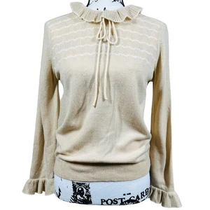 Dalton Virgin Cashmere beige Pullover Langarm Rüschen Mock Neck Gr. 38 M weich - Bild 1 von 12