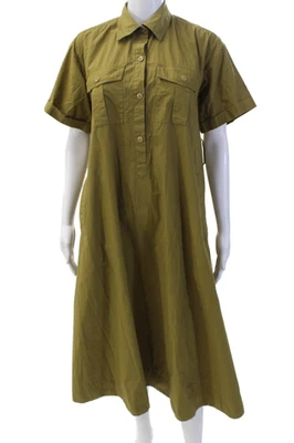 Alex Mill Womens Short Sleeve Collared Midi Shirt Dress Brown Cotton Size Small - Image 1 of 4