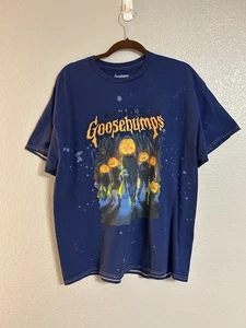 Mens blue orange black pumpkin Halloween graphic oversized T shirt size medium - Picture 1 of 4