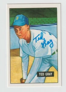 Ted Gray - Signed 1951 Bowman Reprint Original Autograph - Tigers - Died 2011 - Picture 1 of 1