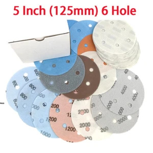 125mm Wet&Dry Sanding Discs 5" Sandpaper Pads 6 Holes Hook & Loop Grit 600-5000# - Picture 1 of 8