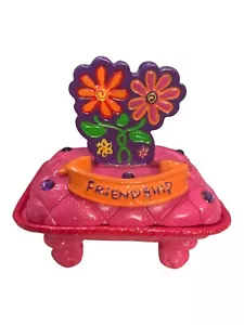 Vintage Claire’s Friendship Trinket Box Rhinestones Flowers Purple Pink 2002 #04 - Picture 1 of 8