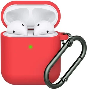 For Airpods 1/2 Case Soft Silicone Cover With Belt Clip Carabiner & Hand Strap - Picture 1 of 15