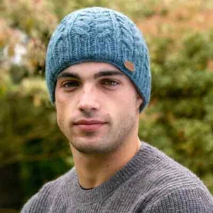 Irish Wool Beanie For Men – Denim Blue - Picture 1 of 1