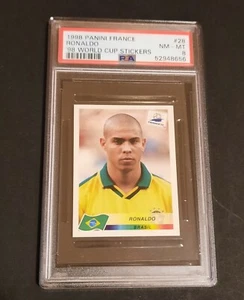 🔥 RONALDO R9 BRAZIL🔥 #28 RARE RC PANINI WORLD CUP FRANCE 98 PSA 8 NM-MT - Picture 1 of 2