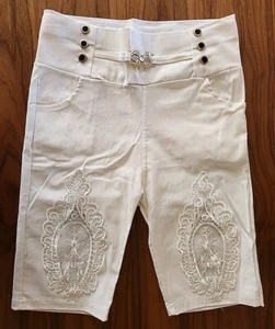 Weiß elastisch Stretch Capris klein 26 Zoll Taille auch bekannt als Größe 4 - Bild 1 von 8