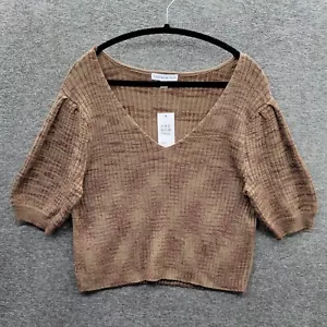 And Now This Top Women's 2X Brown Chocolate Almond Space Dyed Puff Sleeve NWT - Picture 1 of 12