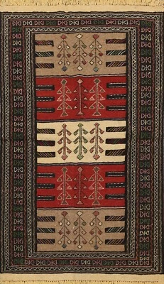 Tribal Traditional Kilim Geometric Oriental Area Rug Wool Hand-woven 4x6 ft - Image 1 of 4