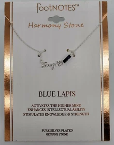 LA Rocks Strength Necklace Silver Plate Blue Lapis Harmony Stone Inspiration NEW - Picture 1 of 12