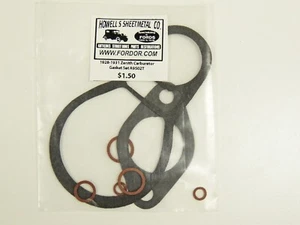 1928-1931 Ford Model A Zenith Carburetor Gasket Kit Coupe Sedan Pickup - Picture 1 of 1