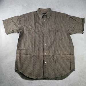 Banana Republic Shirt Mens Medium Brown Tan Geo Print Short Sleeve Preppy Modern - Picture 1 of 7