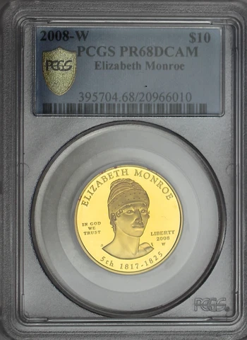 2008-W $10 Elizabeth Monroe First Spouse Gold Proof Coin PCGS PR68DCAM Cover