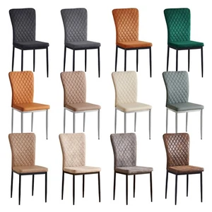 4/6 Dining Chairs Side Chairs High Back Velvet/Faux Leather/Suede Padded Seat - Picture 1 of 88