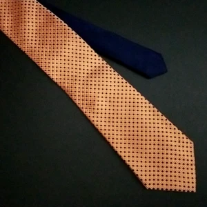 Tommy Hilfiger Luxury Narrow Tie Orange Blue Geometric Woven Silk Necktie - Picture 1 of 7