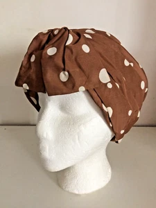 ORIGINAL VINTAGE 1950S 60S BOW FRONT TURBAN POLKA DOT SPOTTY HAT - Picture 1 of 6