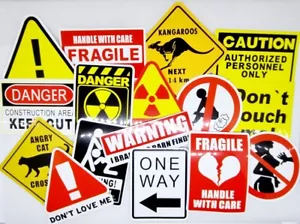 LOT OF 16 STICKERS STICKERS VARIOUS SUBJECTS DANGER SIGNS GLOSSY PAPER - Picture 1 of 3