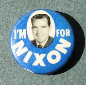 Spilla pinback campagna campagna immagine celluloide 1960 Richard Nixon I'm For Nixon 1960 --- - Foto 1 di 1