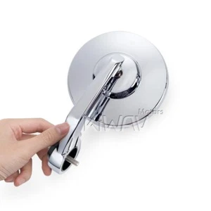 Handlebar Round Mirrors Bob Chrome for Triumph Thruxton 1200 2016- - Picture 1 of 9