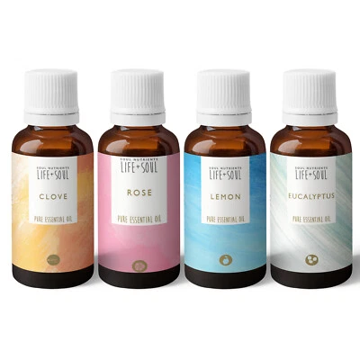 SOUL NUTRIENTS Smell Training Kit, 4 PURE Essential Oils, Olfactory Training Kit