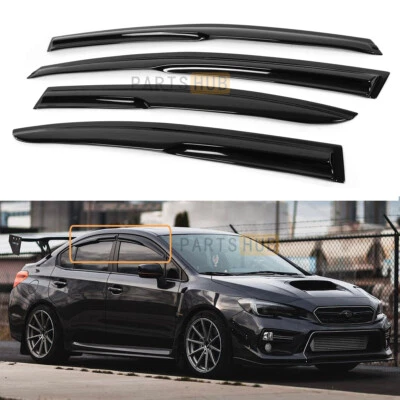 Para Subaru WRX STI 2015-21 Ondulado Mugen Visera Ventana Tintada Humo Protector de Lluvia Ventilación Foto 1 de 4