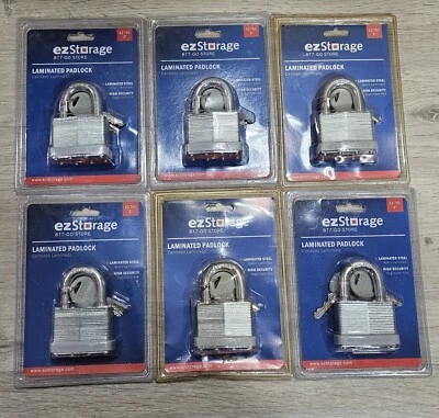 6 Pack 2" Laminated Padlock High Security Laminated Steel Anti Pick 5 Pin  - Image 1 of 4