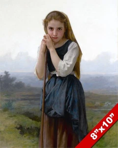 MUJER JOVEN PASTOR SHEPARD NIÑA PINTURA AL ÓLEO ARTE LIENZO REAL GICLEE IMPRIMIR - Imagen 1 de 5