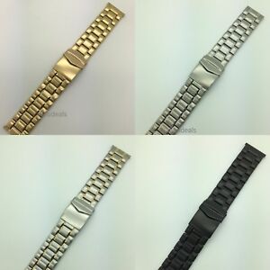 24mm 26mm MB9285-Y Hadley Roma Stainless Steel Wide Metal Watch Band Mens