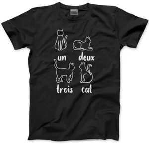 Un Deux Trois Katze Französisch Kinder T-Shirt süß Kätzchen Haustier lustig Katzenliebhaber Geschenk - Bild 1 von 8