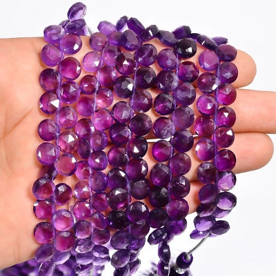 Cuentas facetadas corazón piedras preciosas amatista africana 7X7X4 mm hilo 20-25 piezas EB-730 Foto 1 de 4