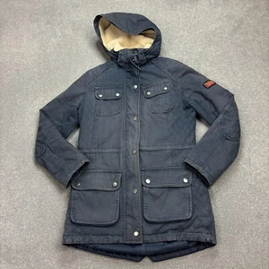 Barbour Jacket Adult Small Blue Canvas Hunting Country Hood Lined Coat Mens - Picture 1 of 13