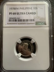 1978 Philippines Francisco Balagtas 10 Sentimos NGC PF68 Ultra Cameo - Picture 1 of 6