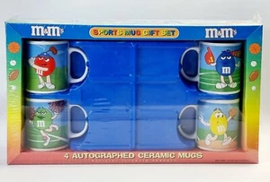 Vintage M&M's Sports Mug Gift Set 2003 Autographed Ceramic Mugs Candy Removed - Picture 1 of 10