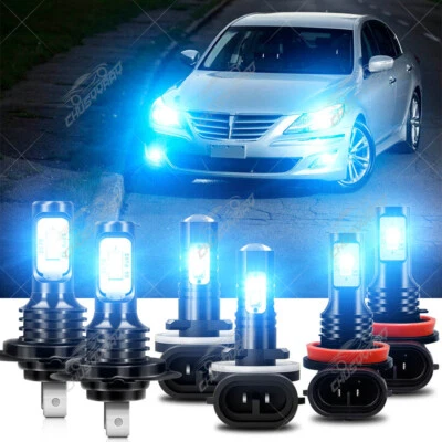 For Hyundai Genesis 2009-2014 LED Headlight High/Low +Fog Light Bulbs Combo Kit - Image 1 of 4