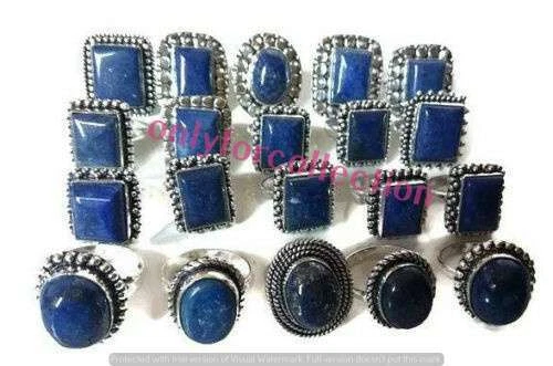 Turquoise & Mix Gemstone 925 Sterling Silver Plated 25Pcs Rings Lot - image 1 of 1