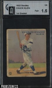 1933 Goudey #128 Chuck Klein Phillies GAI 1.5