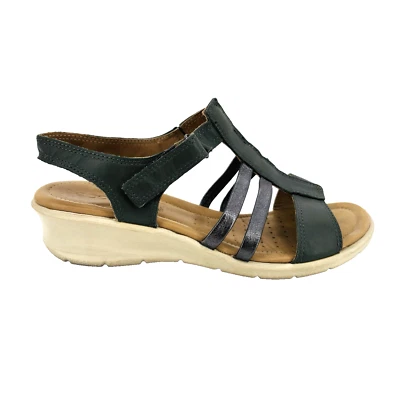 Sandalia de cuña con correa al tobillo de cuero verde Ecco Felicia para mujer 6 37 217303 Foto 1 de 4