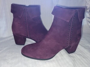 NIB Pollini Italian Burgundy Leather Suede 3 1/4"Heel Ankle Boots US 8.5/EUR 39 - Picture 1 of 23