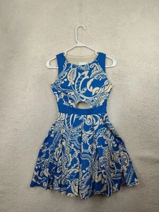 Asos Women Dress 1 Blue Floral 100% Polyester Sleeveless Fit Flared Ruffle Mini - Picture 1 of 18